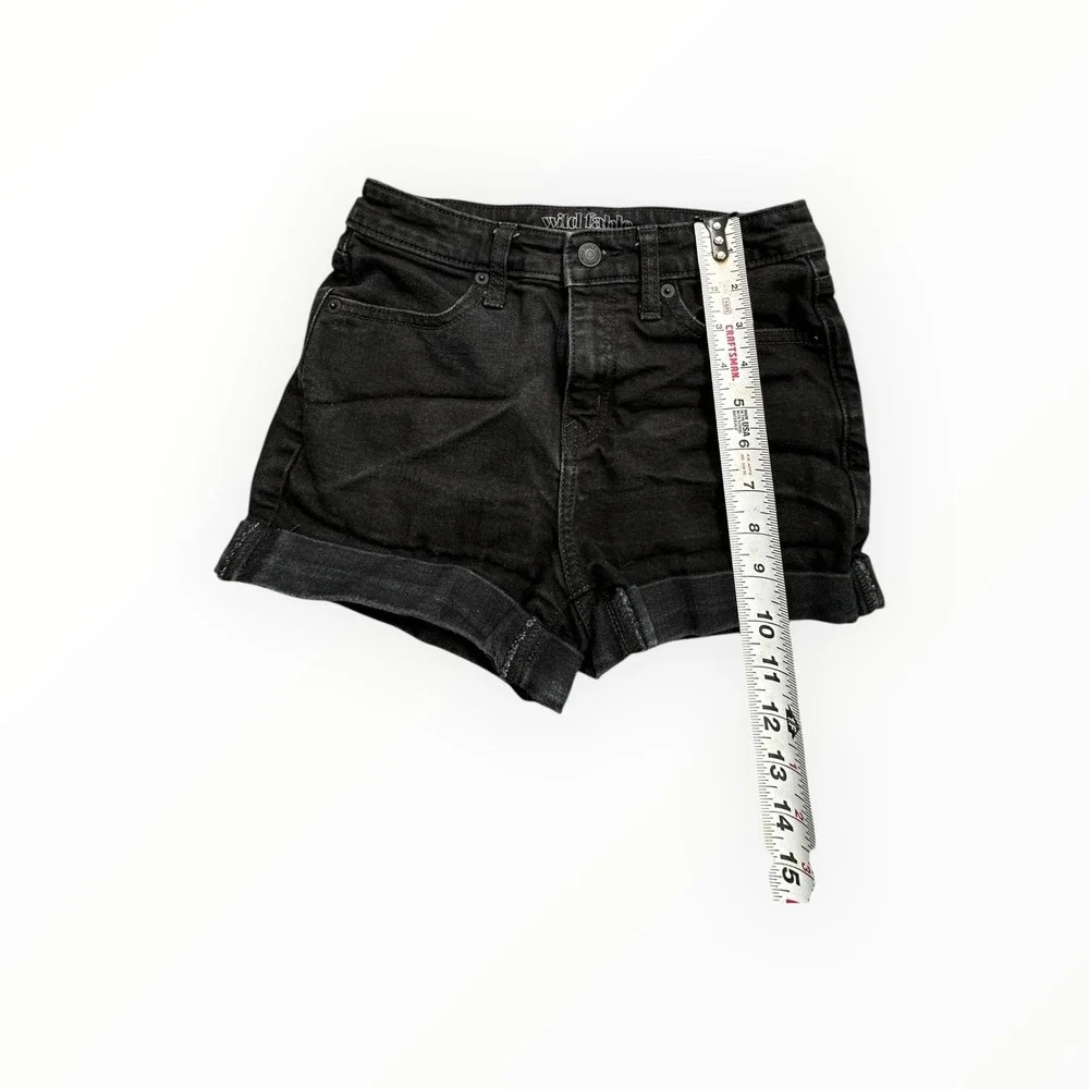 Wild‎ Fable Denim Shorts Womens 00/24R Black High Rise Cuffed Stretch 5-Pocket